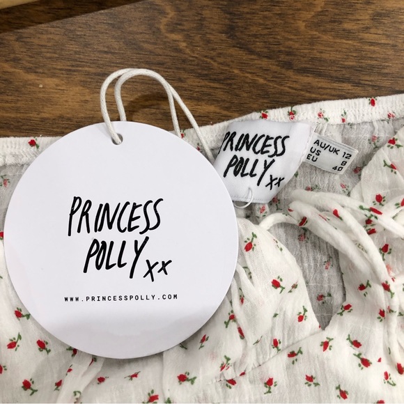 Princess Polly Natalia Mini Dress. Size 8. White with red flower print. - Picture 7 of 7